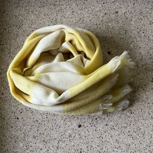 J.Crew Yellow Cream Lightweight Wool Striped Scarf